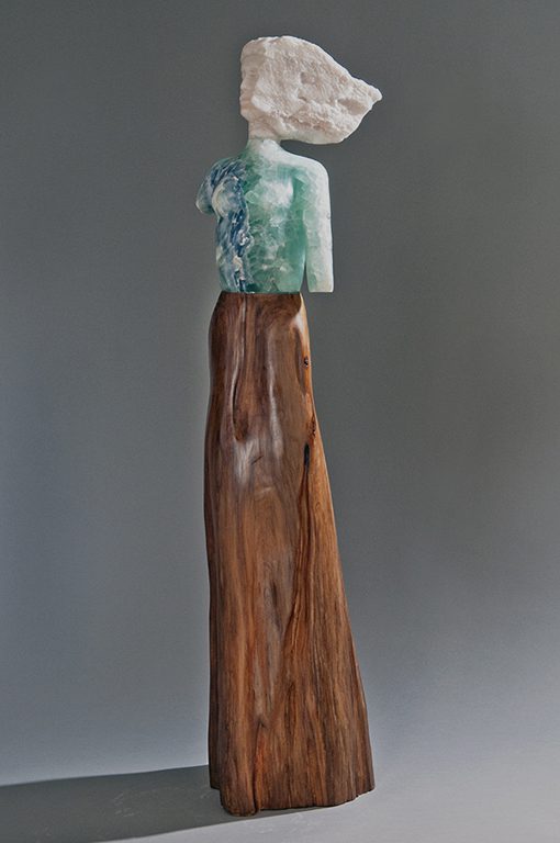 contemporary stone sculpture , wood, figurative