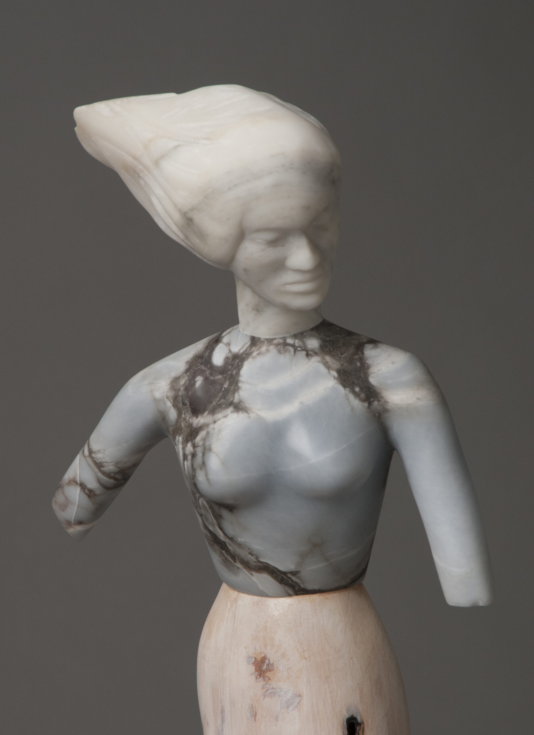 marble statue, figure, wood, contemporary