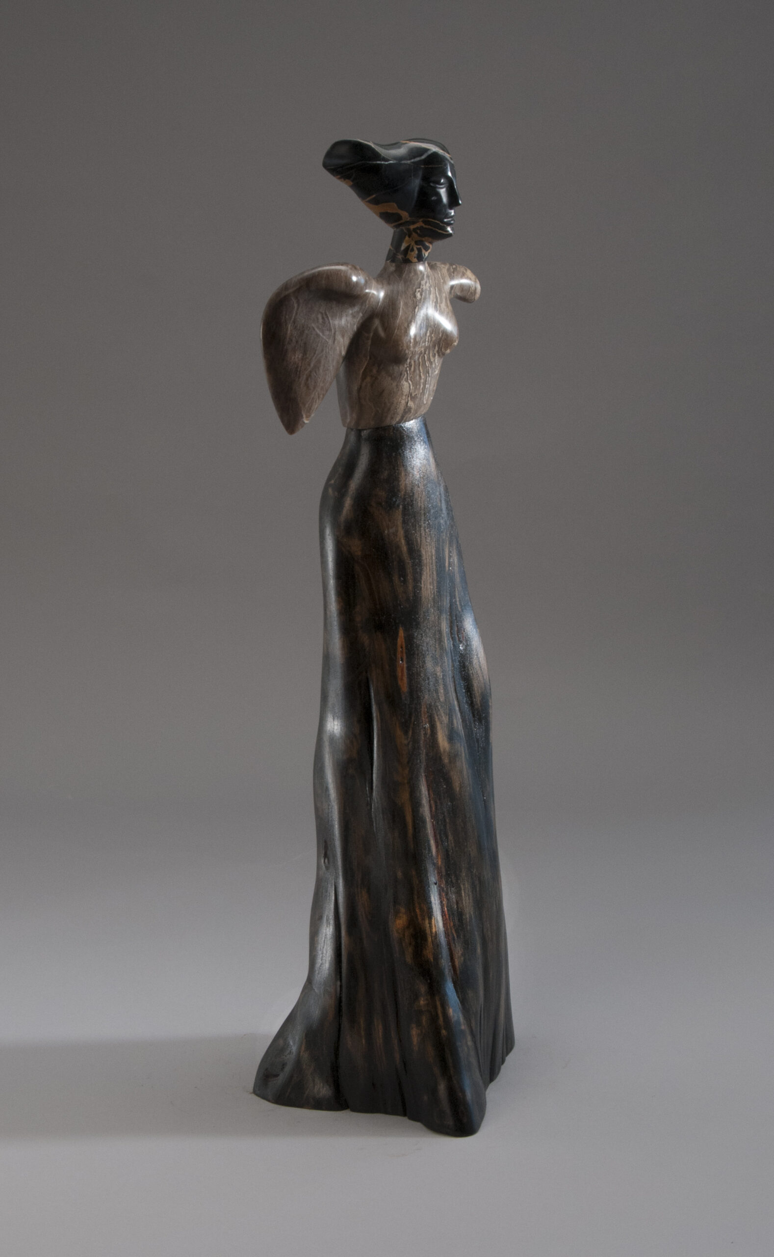 contemporary sculpture,figurative,stone,wood