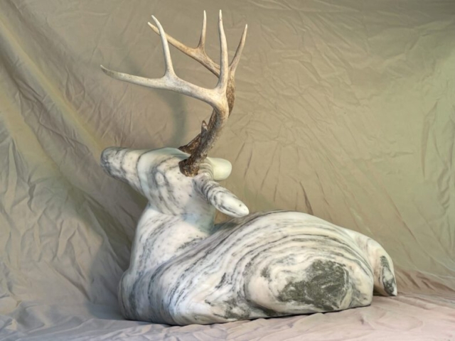 stone animal deer buck sculpture