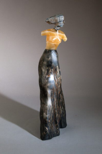 Helene, picasso marble/calcite/cypress 27x7x8"