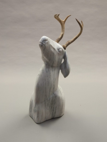 stone animal sculpture deer buck stag