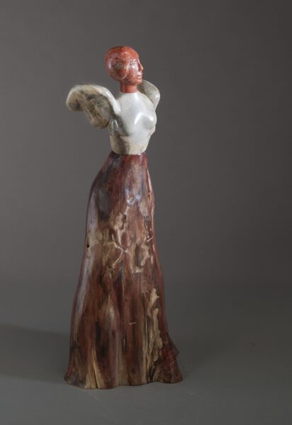 Michelle,Travertine/Marble/milkpaint cypress,23x9x7"