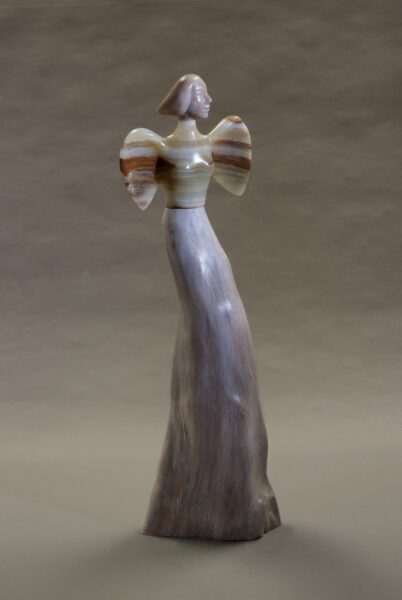 Uriella,Alabaster/Green Marble/Whitewash cypress 27x9x6"