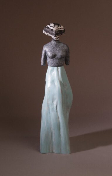 stone wood contemporary figurative sculpture female