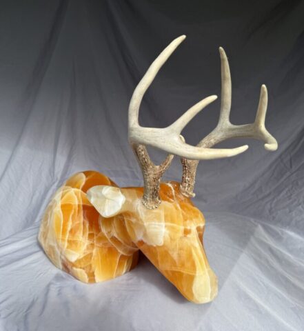 stone deer animal sculpture buck