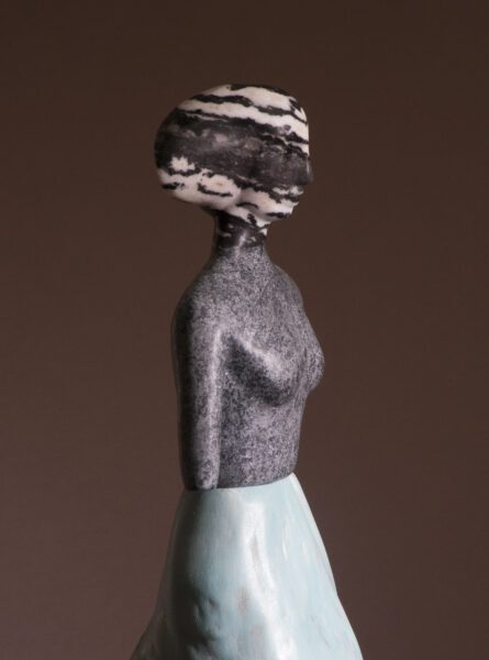 stone wood contemporary figurative sculpture female