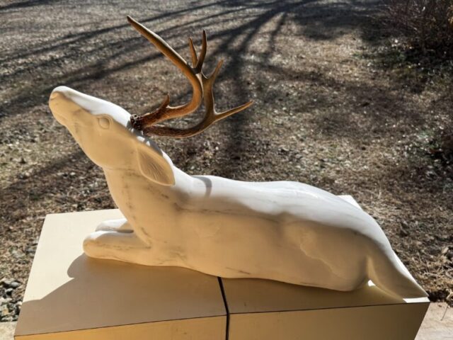 stone deer sculpture