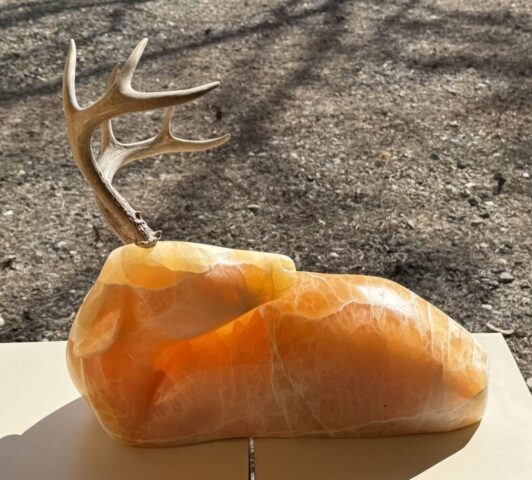 animal sculpture deer stone