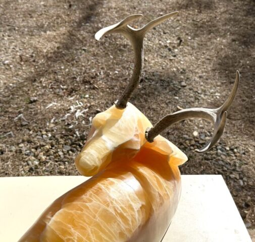 animal sculpture deer stone