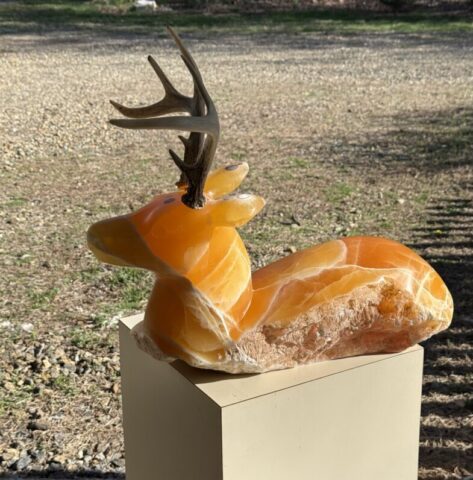 stone deer sculpture art animal