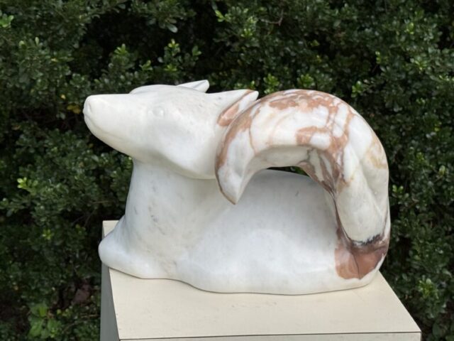 fox sculpture marble stone animal art