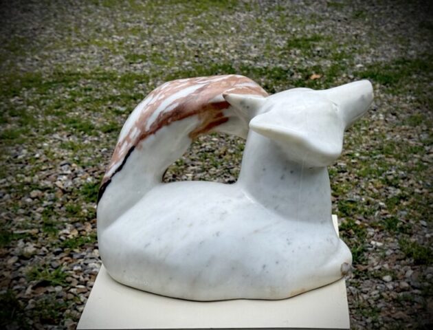 fox sculpture marble stone animal art