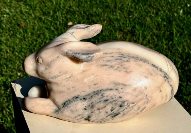 stone marble rabbit sculpture