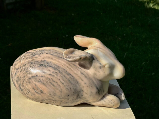 stone marble rabbit sculpture