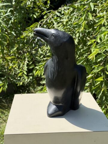 raven steatite sculpture stone animal art