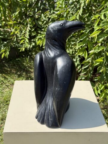 raven steatite sculpture stone animal art